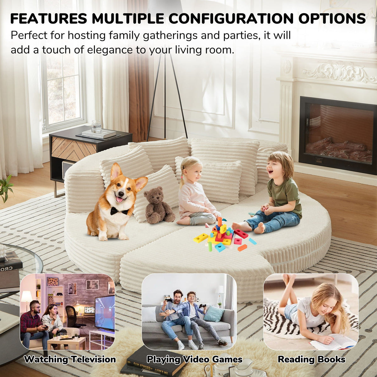 Semi Circular 2 in 1 Sofa Bed with Neck Pillow
