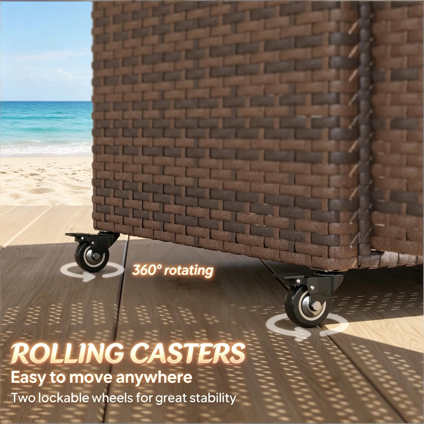 Portable Rattan Cart for Patio and Garden Use