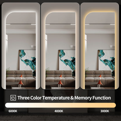 Wall mirror LED full-length with 3-color dimmable lighting in silver by HouseOfZazla on Tampa Home & Garden Store
