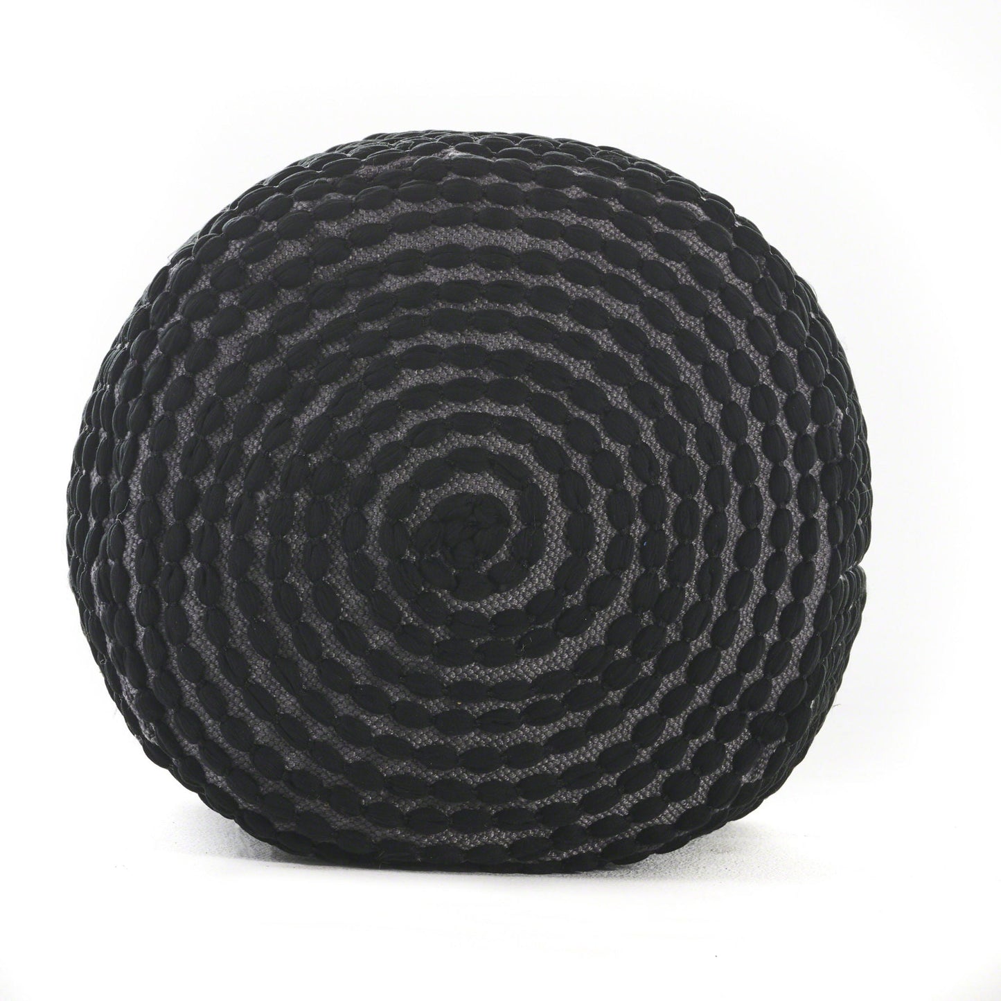 River Handcrafted Cylindrical Pouf in black gray textured water resistant fabric on Tampa Home & Garden Store