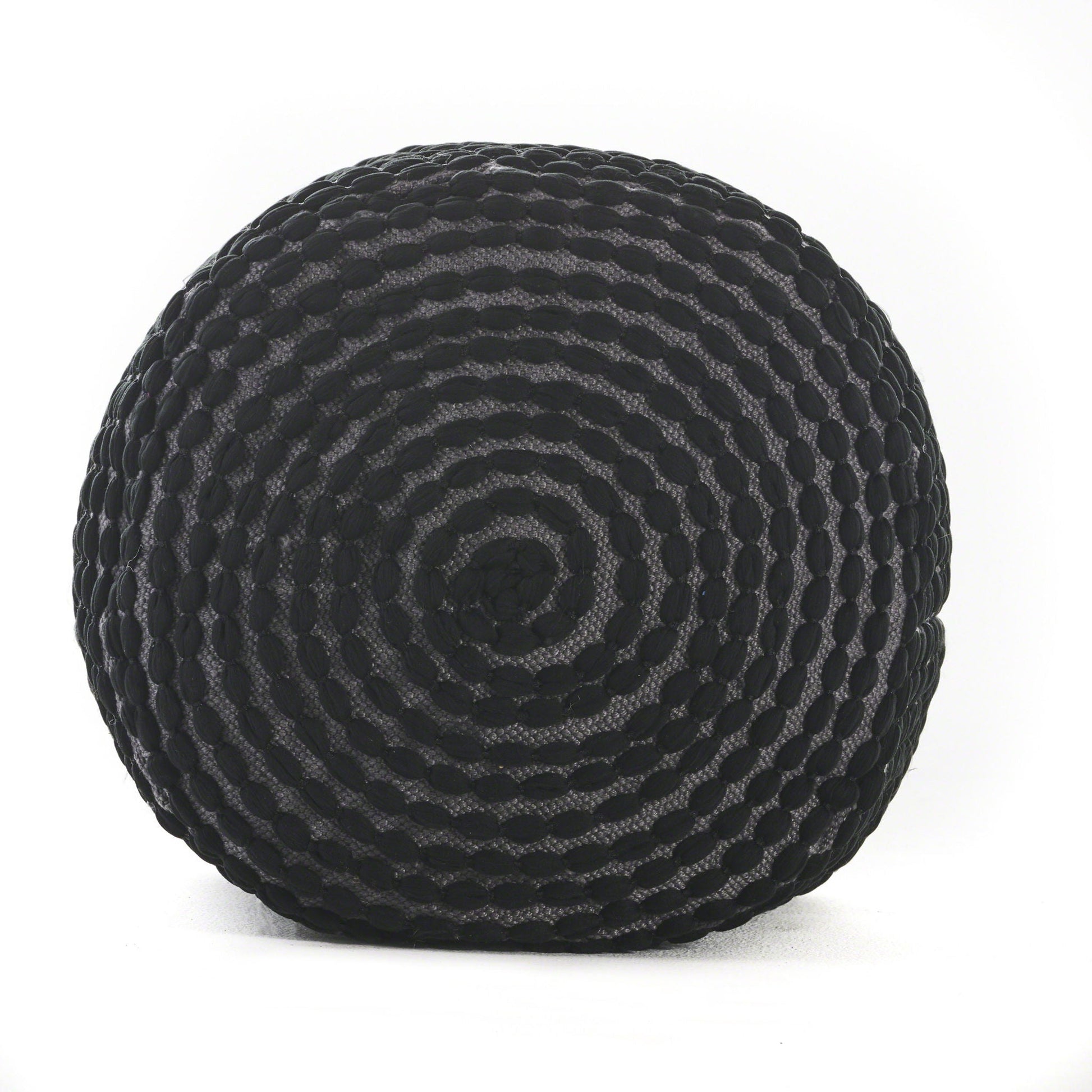 River Handcrafted Cylindrical Pouf in black gray textured water resistant fabric on Tampa Home & Garden Store