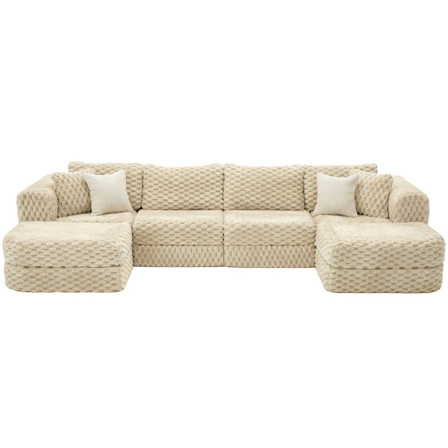 Modular Sectional Sofa with 2 Movable Ottomans
