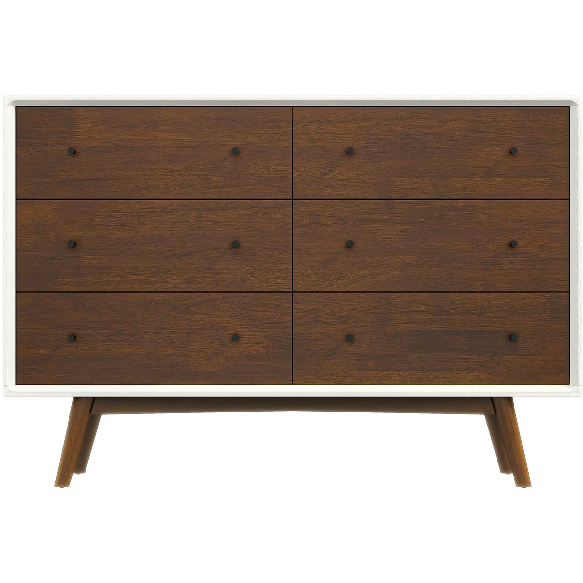 6-drawer dresser with dark brown fronts, white frame, black knobs, legs by HouseOfZazla on Tampa Home & Garden Store