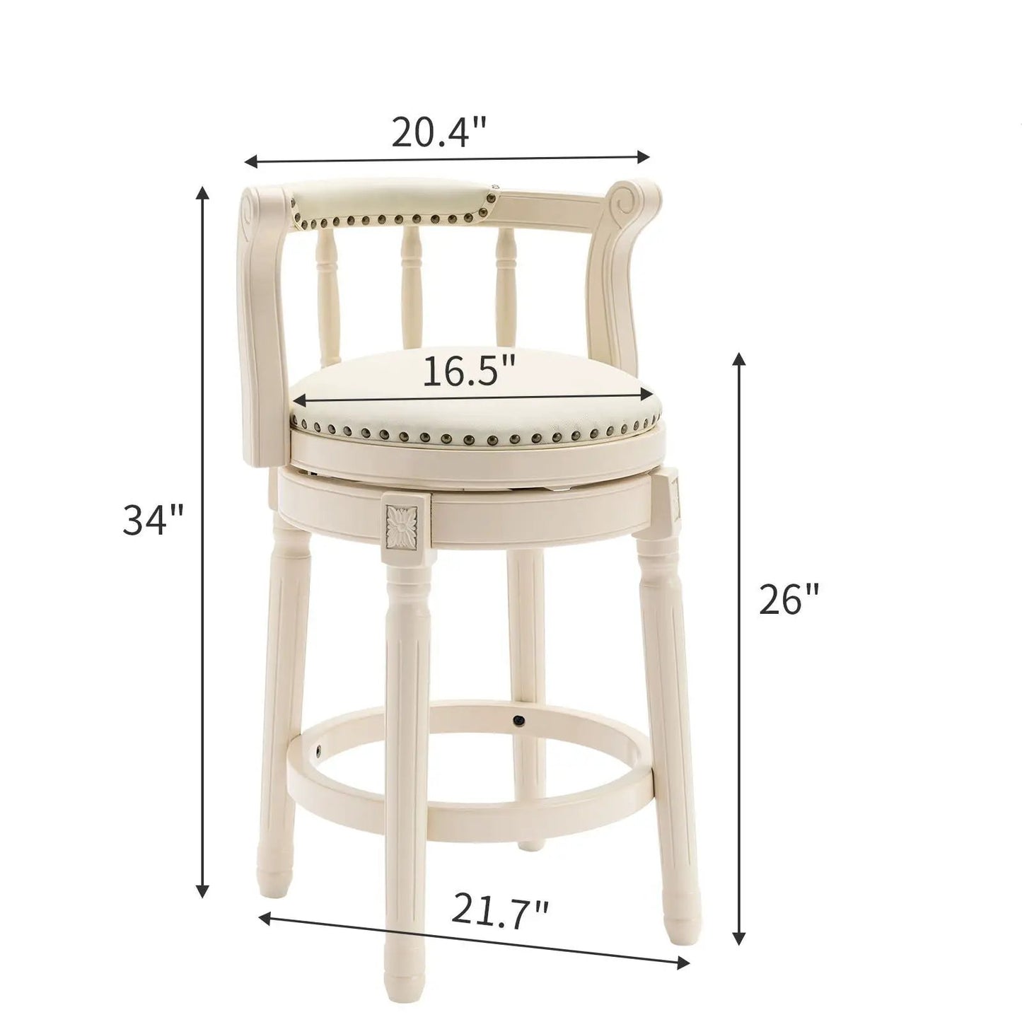 Wooden Bar Stool with Swivel and Contoured Back