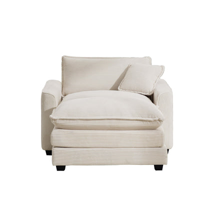 Classic Modern Deep Seat Chair and Footstool Set