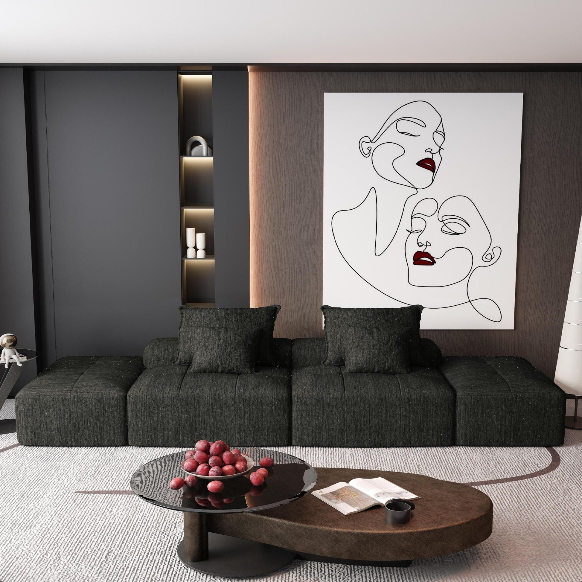 Modern oversized DIY modular sectional sofa with pillows in gray by HouseOfZazla on Tampa Home & Garden Store