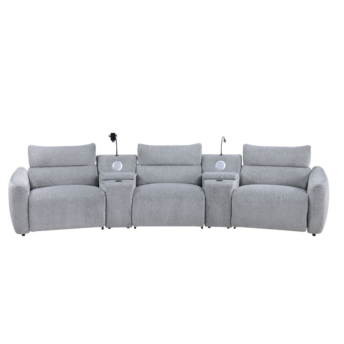 Fullar modular power motion sectional sofa with console, light gray fabric on Tampa Home & Garden Store