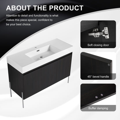 HouseOfZazla freestanding bathroom vanity with white resin sink and dark wood cabinet on Tampa Home & Garden Store