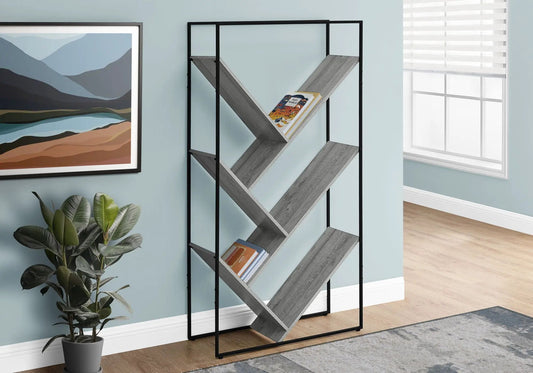 Unique Piece Furniture 3-tier etagere with gray shelves and black metal frame on Tampa Home & Garden Store