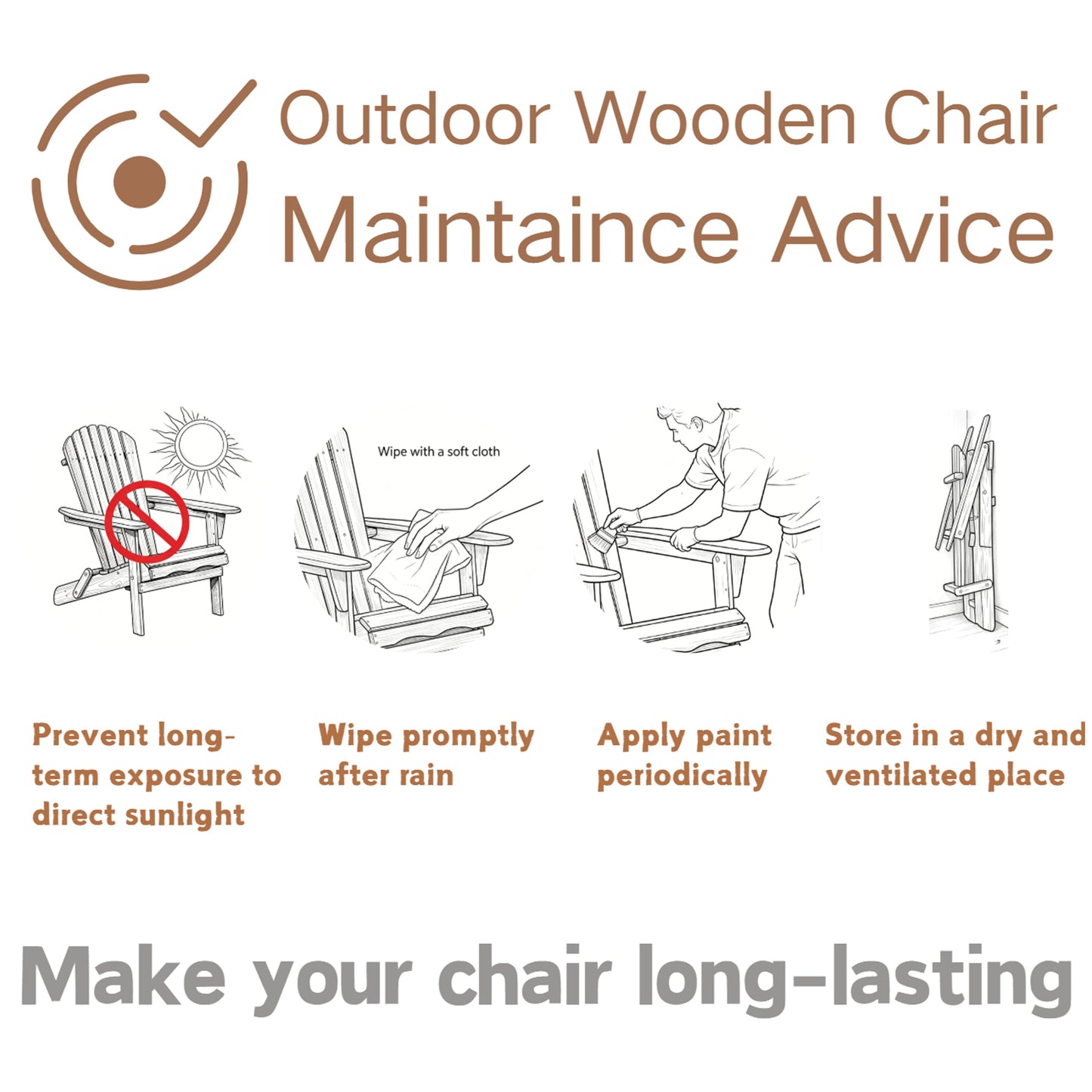 Oversize Wooden Folding Adirondack Patio Chair