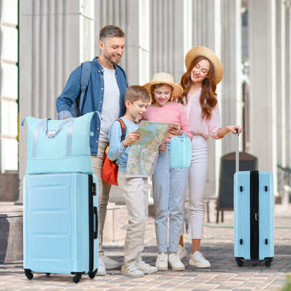 HouseOfZazla 2-Piece ABS luggage set with expandable spinner wheels in light blue TSA lock 20in and 28in on Tampa Home & Garden Store