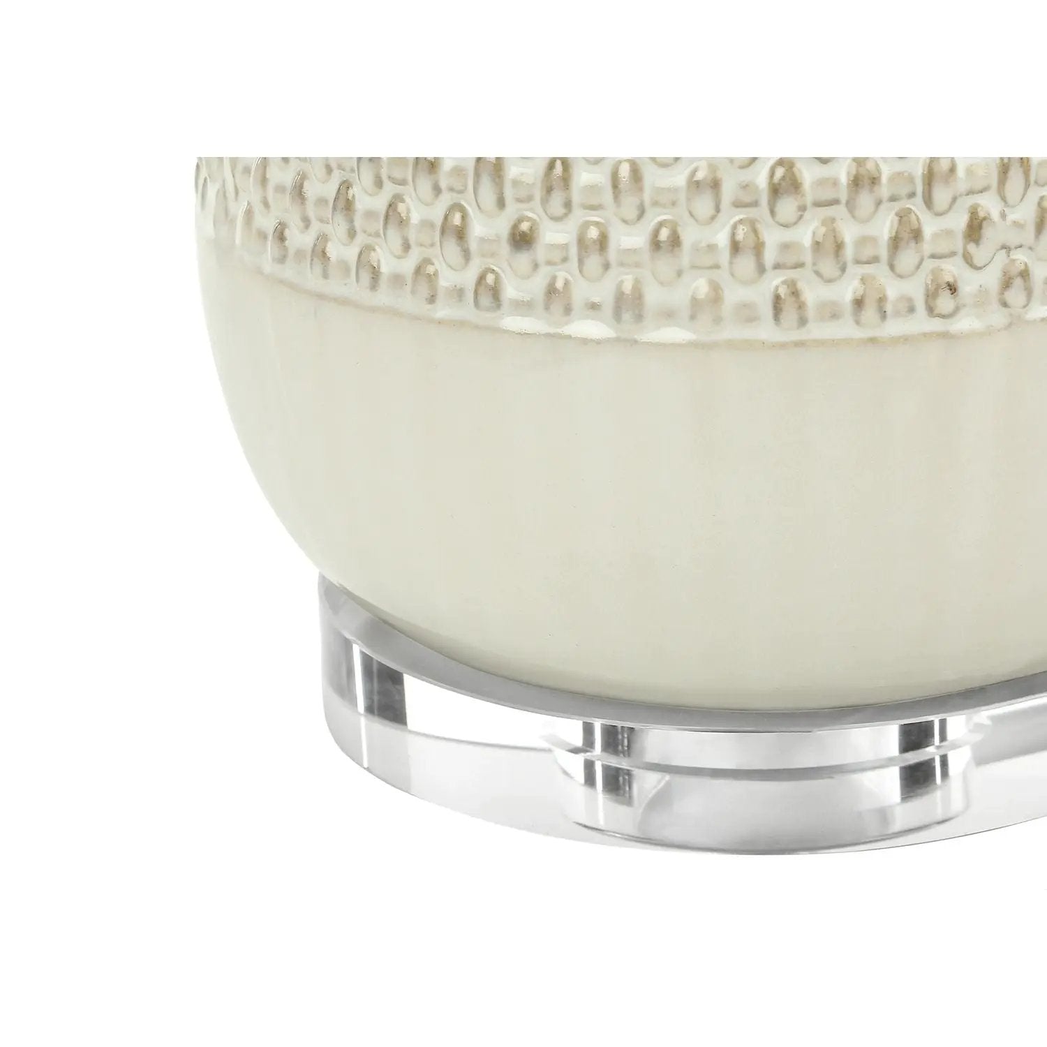 Table lamp cream ceramic with textured top and chrome base Unique Piece Furniture on Tampa Home & Garden Store