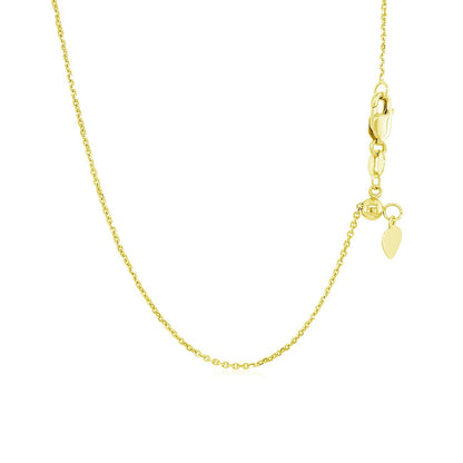 14k yellow gold adjustable cable chain necklace 0.9mm with lobster clasp and heart charm on Tampa Home & Garden Store
