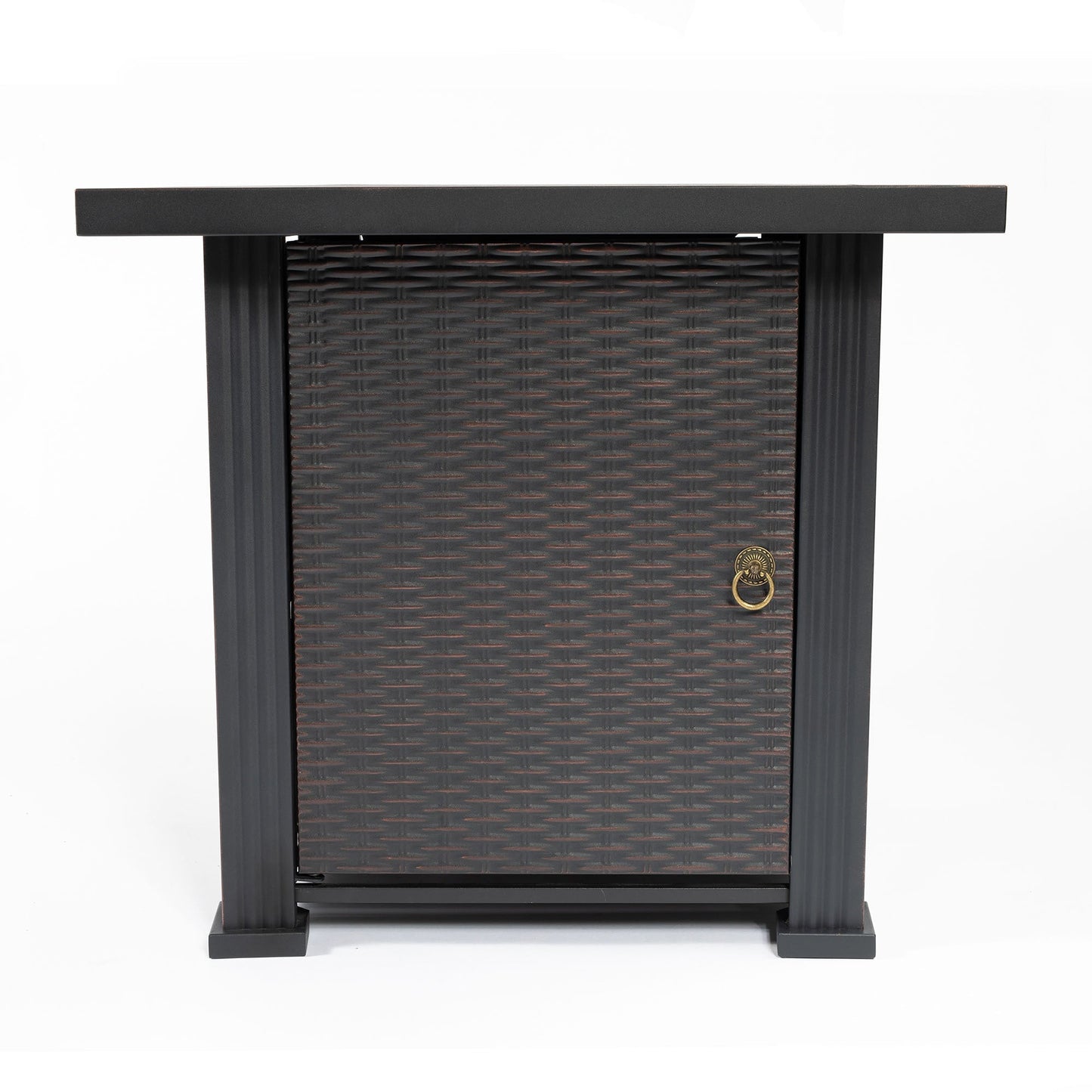 28in propane gas fire pit table, 50000 BTU, square steel frame with wicker panel, HouseOfZazla on Tampa Home & Garden Store