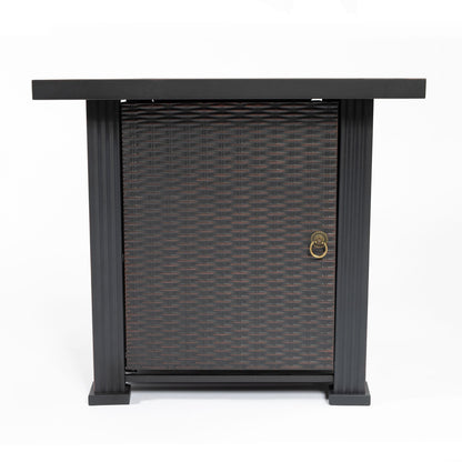 28in propane gas fire pit table, 50000 BTU, square steel frame with wicker panel, HouseOfZazla on Tampa Home & Garden Store