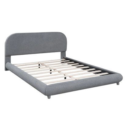 Upholstered Platform Bed With Thick Solid Frame