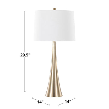 Diana contemporary table lamp set of 2 with white shade and brass base HouseOfZazla on Tampa Home & Garden Store