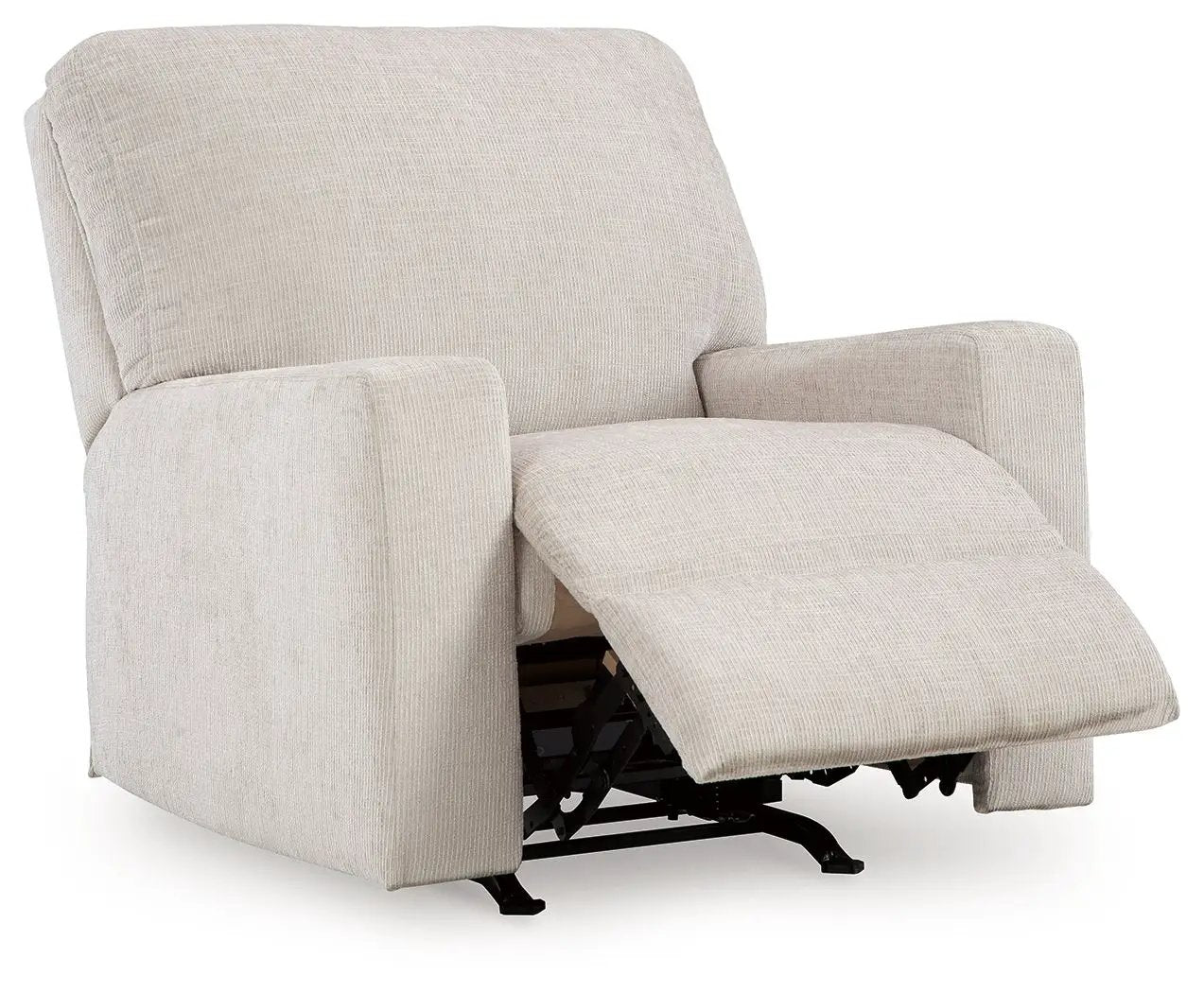 Aviemore Rocker Recliner beige fabric with cushioned arms and extended footrest on Tampa Home & Garden Store