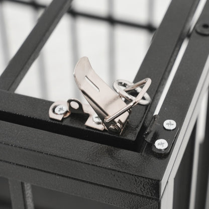 Extra Large Heavy Duty Dog Crate latch close-up on black cage by HouseOfZazla on Tampa Home & Garden Store