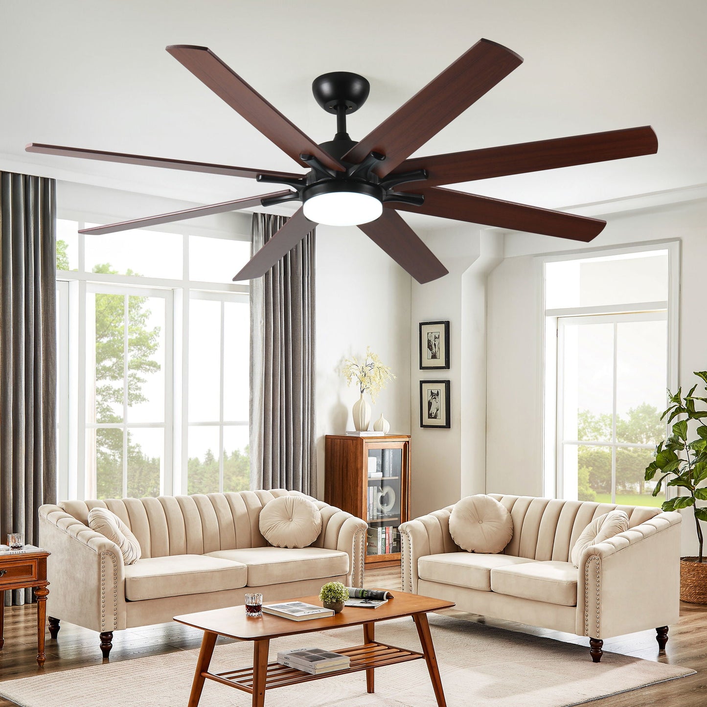 Indoor Outdoor Ceiling Fan With Remote and Light