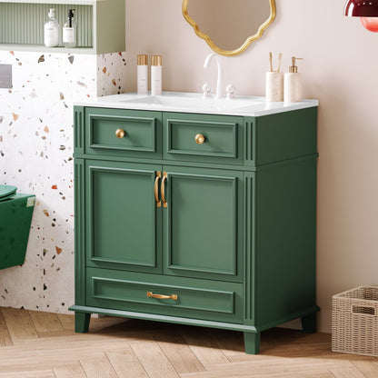 Coastal Bathroom Vanity and Ceramic Sink