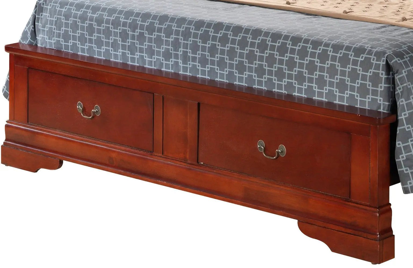 Upholstered Sleigh Bed with Dovetail Drawers