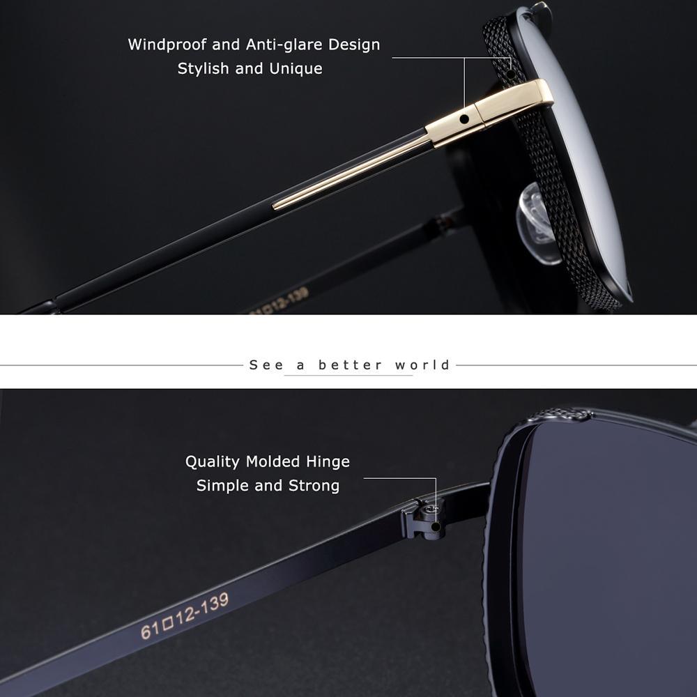 Stevvex luxury square polarized sunglasses black frames UV400 driving glasses for men on Tampa Home & Garden Store