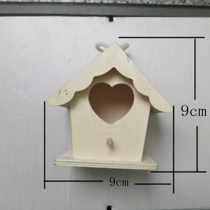 Creative Wooden Bird Nest Ornament by Sell My Stuff, cream wood birdhouse with heart cutout on Tampa Home & Garden Store