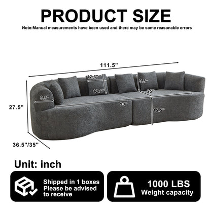 Curved Sectional Sofa by HouseOfZazla, oversized modern design in dark gray fabric on Tampa Home & Garden Store