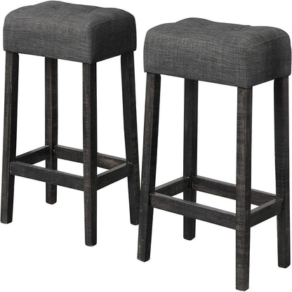 Transitional backless counter stool set with charcoal upholstery and dark wood legs 2-pack on Tampa Home & Garden Store