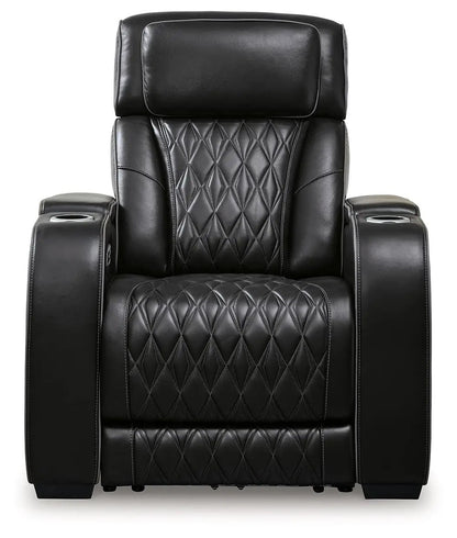 Boyington Power Recliner with adjustable headrest, black leather, Unique Piece Furniture on Tampa Home & Garden Store