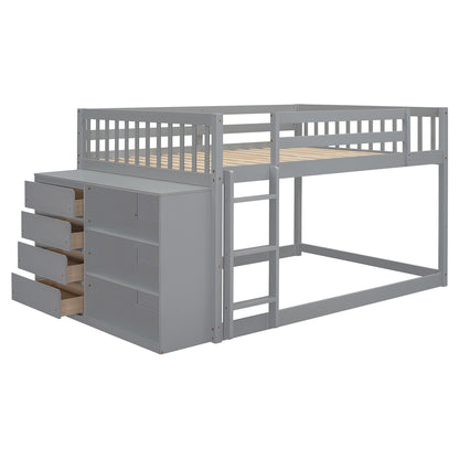 Solid Pine Bunk Bed with Drawers and Shelves