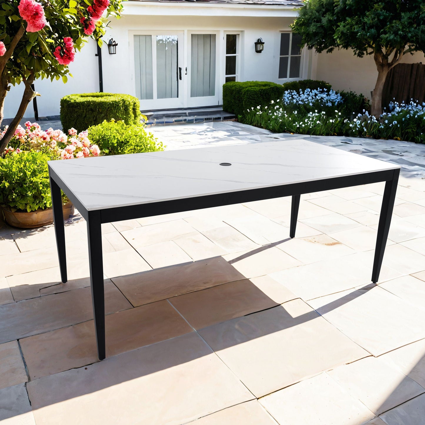 Outdoor Modern Patio Dining Table and Stone Top