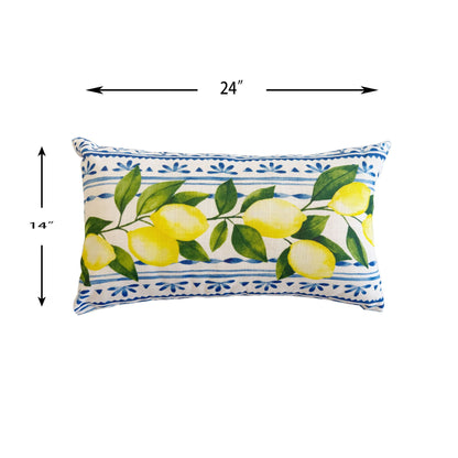 Summer Lemon Lumbar Pillow and Outdoor Cushion