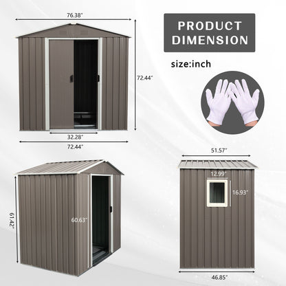 Metal Shed With A Sliding Door And Glass Window