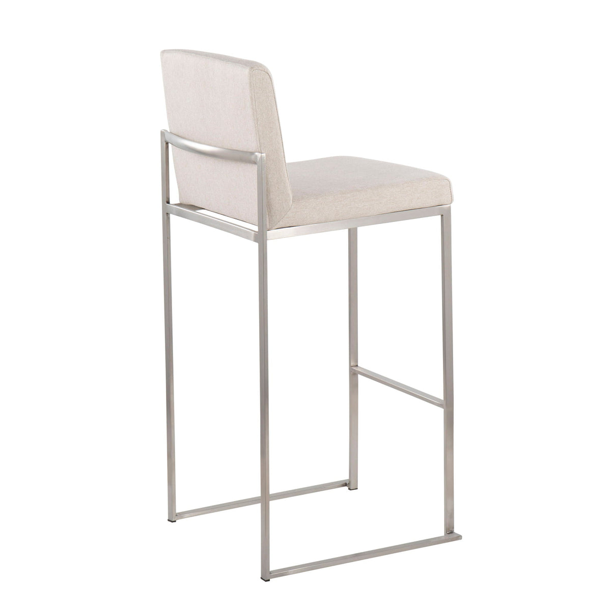 Contemporary high-back barstool set with upholstered beige seat and metal frame, 1 stool on Tampa Home & Garden Store