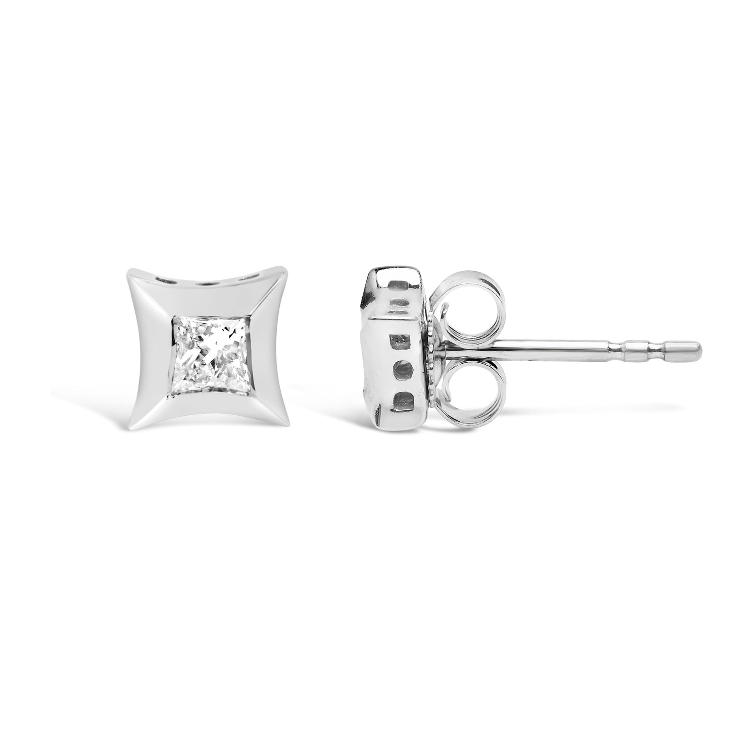 Earrings: 10K white gold invisible-set princess-cut diamond stud, 1/5 cttw, H-I SI2-I1, Bids.com on Tampa Home & Garden Store