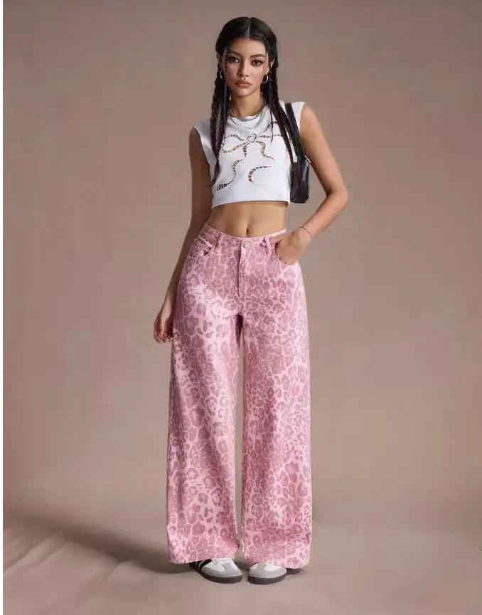 Female Loose Fit Wide Leg Jeans in pink leopard print by FLIPSTYLEZLLC on Tampa Home & Garden Store