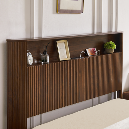 Full Extra Long Bed Frame and Storage Headboard