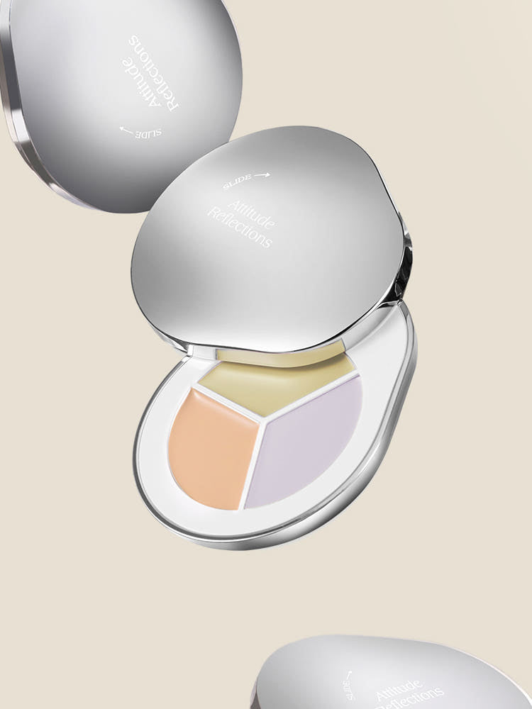 Dear.A Concealer Palette, 4-color silver compact opened to peach beige lilac yellow shades on Tampa Home & Garden Store