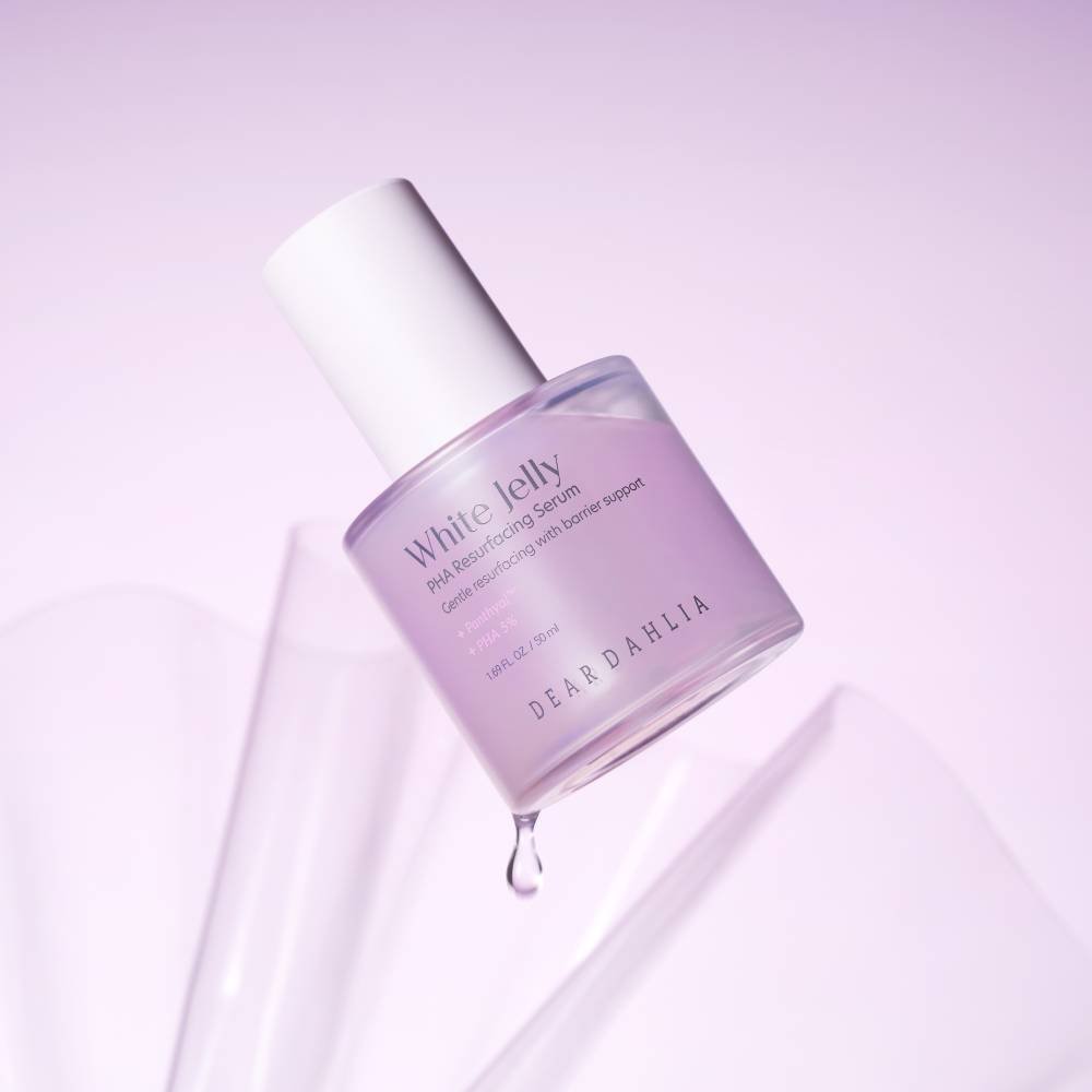 Dear Dahlia White Jelly PHA Resurfacing Serum bottle, lavender hue, 50ml on Tampa Home & Garden Store
