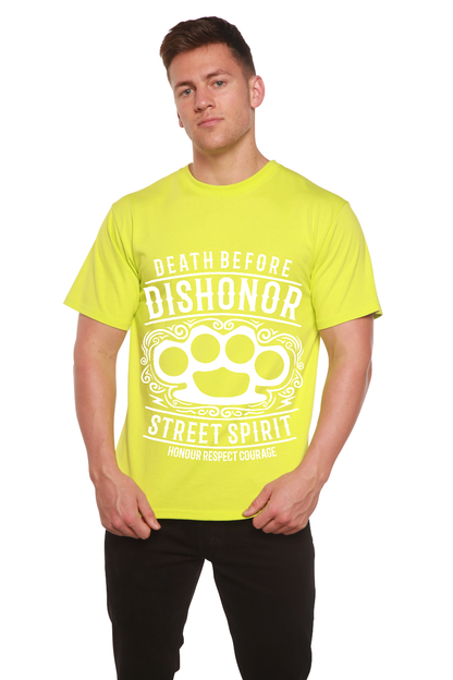Death Before Dishonor lime graphic T-shirt bamboo viscose paw print, Spun Bamboo mens tee on Tampa Home & Garden Store