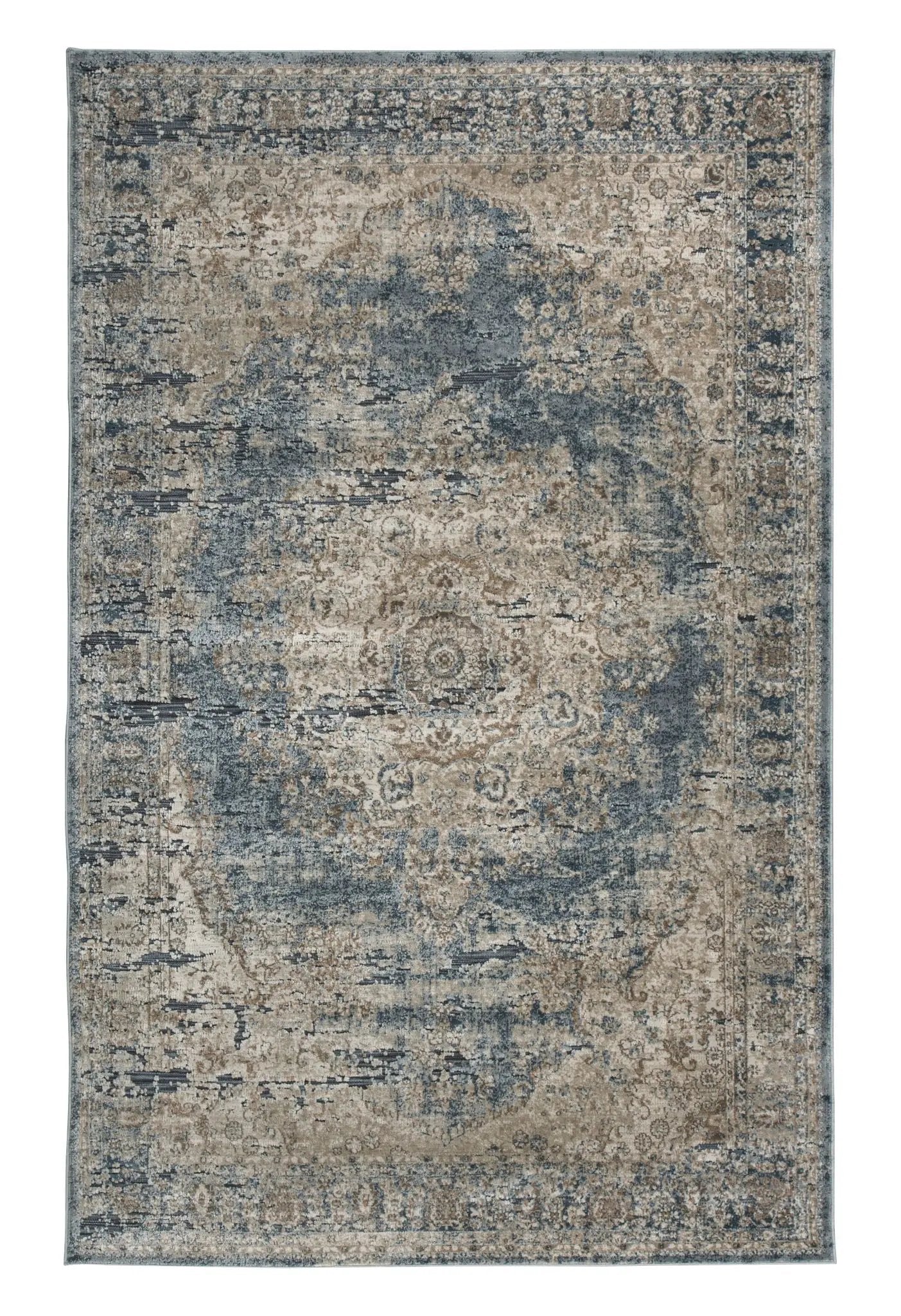 South - Area Rug distressed blue beige pattern by Unique Piece Furniture on Tampa Home & Garden Store