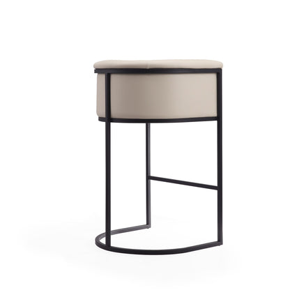 Cosmopolitan Stool with upholstered beige seat and black metal frame, counter height 24-27in on Tampa Home & Garden Store