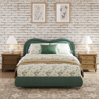 Queen Platform Bed and Soft Curved Headboard