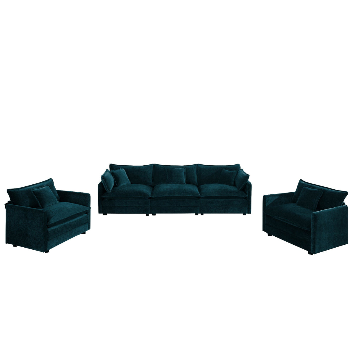 Solid Wood Sofa Set and Two Modern Accent Chairs