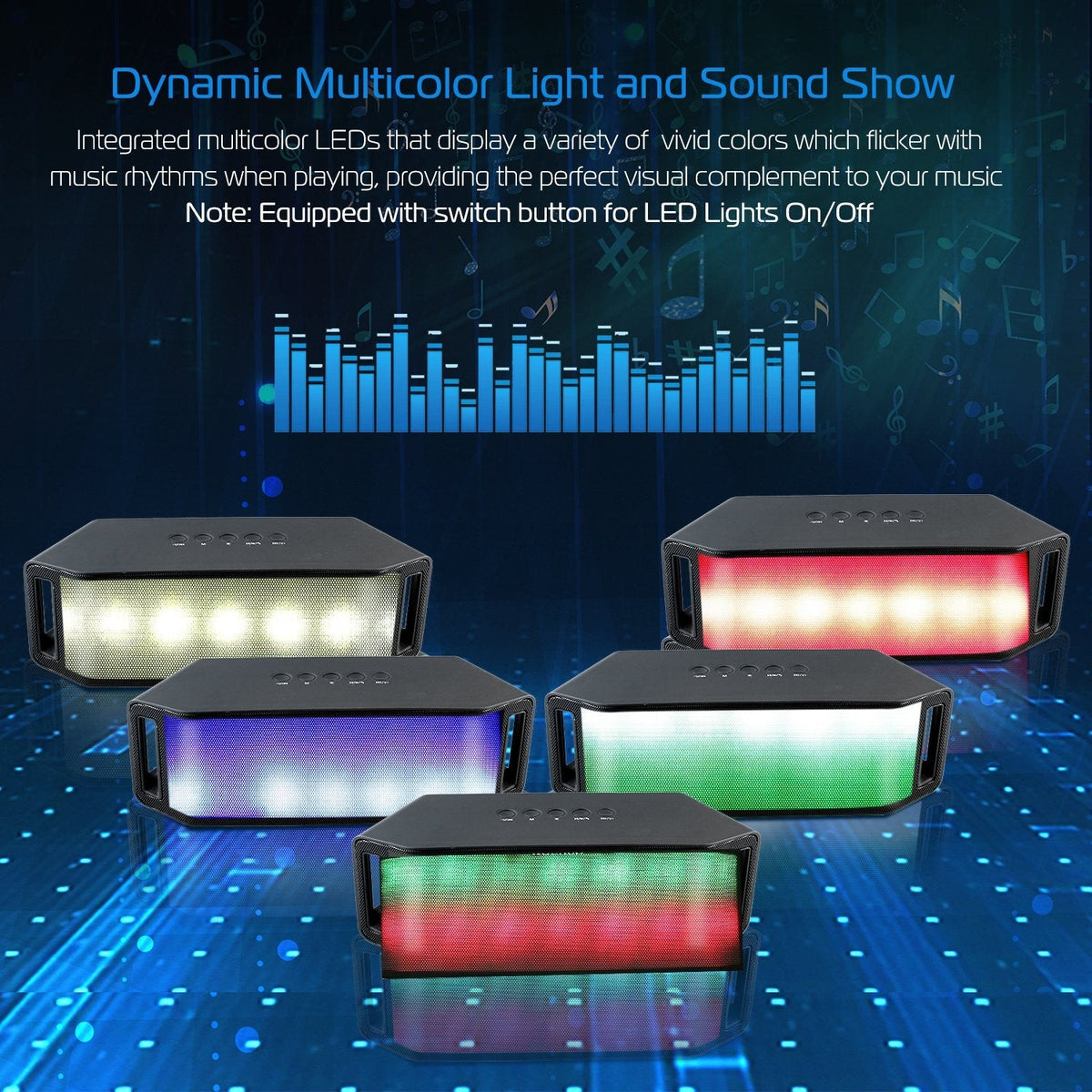KOCASO LED wireless speaker with multicolor LED panel six-pack for party camping travel on Tampa Home & Garden Store