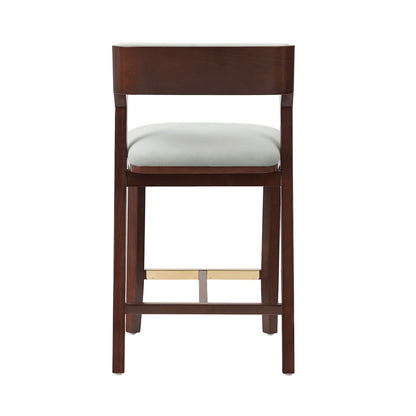Patricia counter stool dark wood frame with light gray upholstered seat, counter height 24–27in on Tampa Home & Garden Store