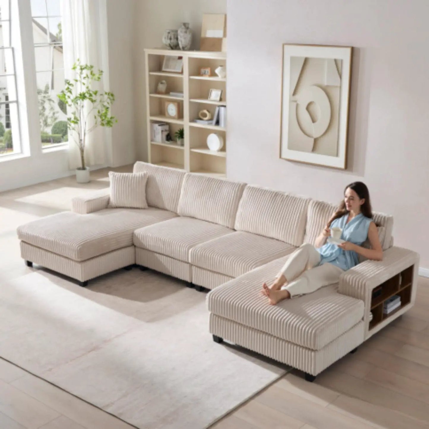 U Shaped Convertible Sofa Four Seater Lounge
