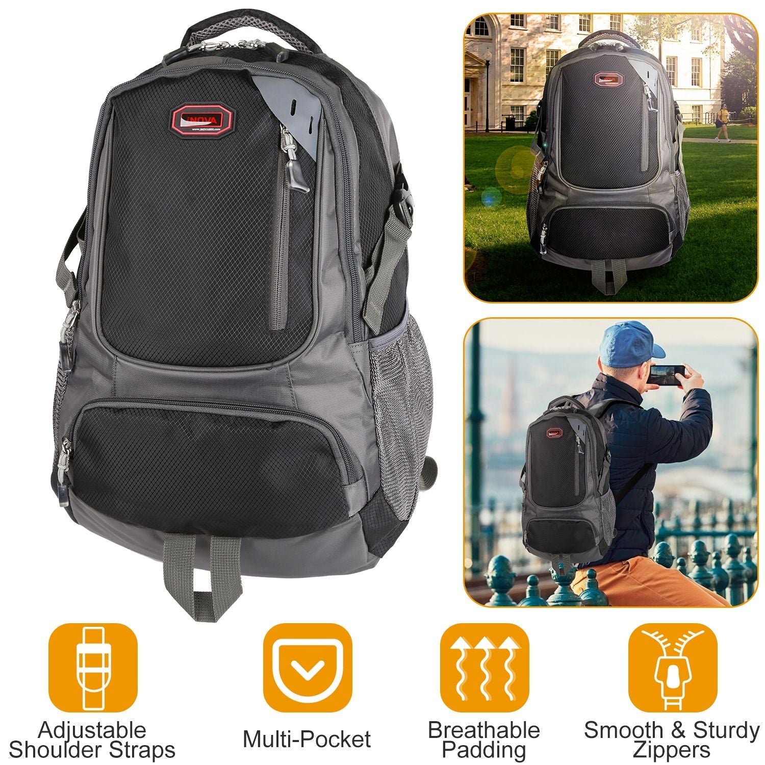 GemGear unisex school backpack with adjustable shoulder straps and dual water bottle pockets on Tampa Home & Garden Store